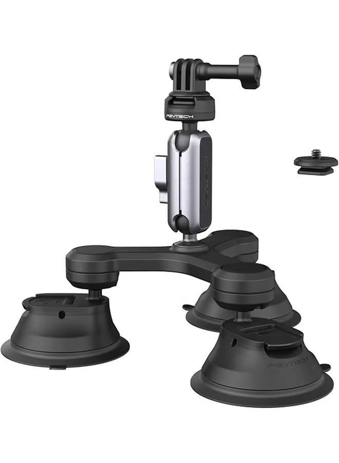 PGYTECH CapLock Triple Suction Mount Compatible for DJI OSMO Action 4/3/2, Gopro Hero 11/10/9/8 with 1/4"-20 Standard Thread Adapter, Action Camera and Smartphones for Insta360 ONE RS/R/ONE X3/X2 - Image 1